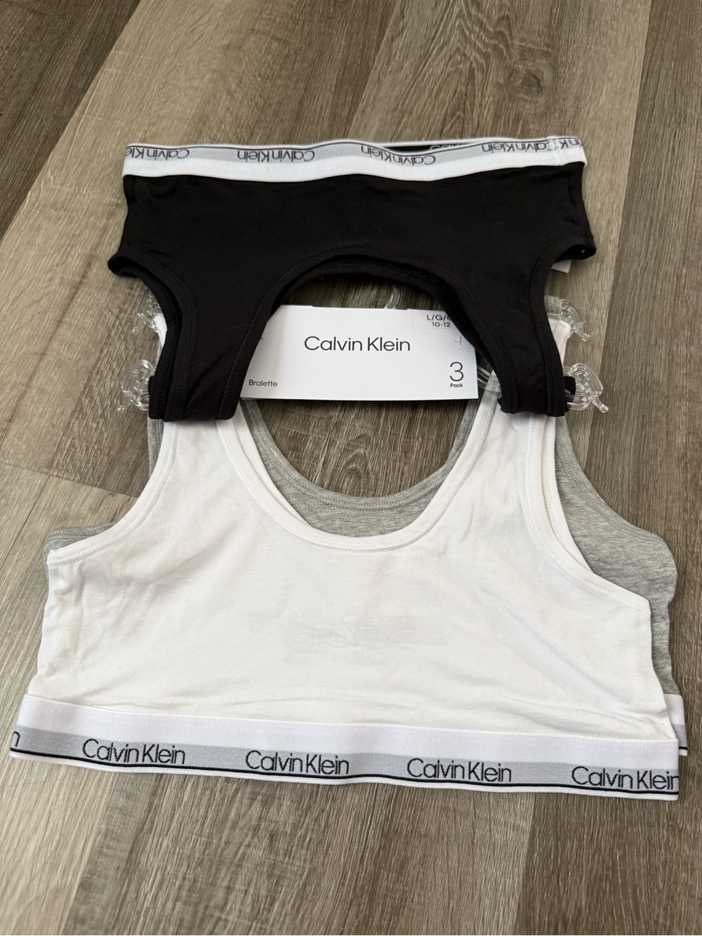 Calvin Klein 3-Pack Scoop Bralette Set - Black, White, Gray - Picture 3 of 5